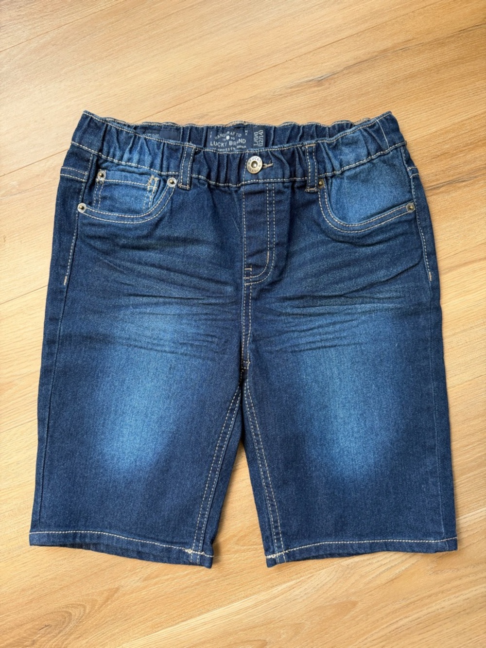 NWOT. Lucky Brand Big Girl Indigo Denim Pull-On Shorts, Size Large 12/14